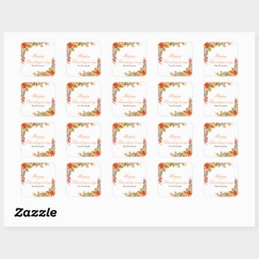 Rustic Autumn Fall Leaves Thanksgiving Party Vierkante Sticker (Vel)