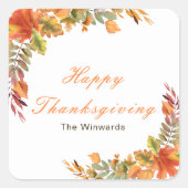 Rustic Autumn Fall Leaves Thanksgiving Party Vierkante Sticker (Voorkant)