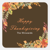 Rustic Autumn Fall Leaves Thanksgiving Party Vierkante Sticker (Voorkant)