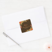 Rustic Autumn Fall Leaves Thanksgiving Party Vierkante Sticker (Envelop)
