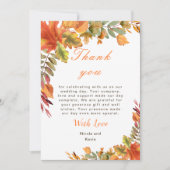 Rustic Autumn Fall Leaves Wedding Bedankkaart (Voorkant)