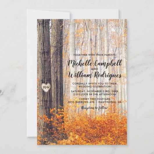 Rustic Autumn Fall Leaves Wedding Kaart (Voorkant)