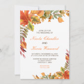 Rustic Autumn Fall Leaves Wedding Kaart (Voorkant)