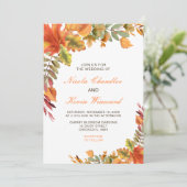 Rustic Autumn Fall Leaves Wedding Kaart (Staand voorkant)