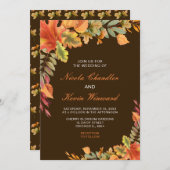 Rustic Autumn Fall Leaves Wedding Kaart (Voorkant / Achterkant)