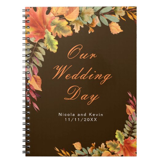 Rustic Autumn Fall Leaves Wedding planner Notitieboek (Voorkant)