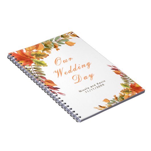 Rustic Autumn Fall Leaves Wedding planner Notitieboek (Rechterzijde)