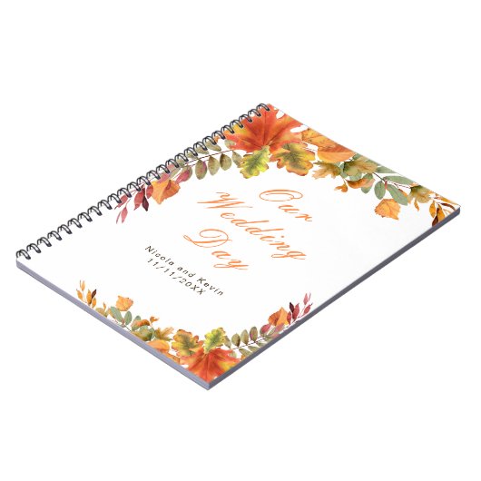Rustic Autumn Fall Leaves Wedding planner Notitieboek (Linkerzijde)
