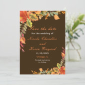 Rustic Autumn Fall Leaves Wedding Reception Save The Date (Staand voorkant)
