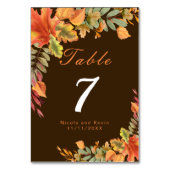 Rustic Autumn Fall Leaves Wedding Table Number Kaart (Voorkant)