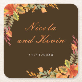 Rustic Autumn Fall Leaves Wedding Thank You Kartonnen Onderzetters