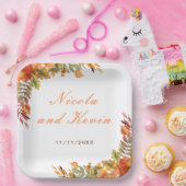 Rustic Autumn Fall Leaves Wedding Thank You Papieren Bordje (Feest)