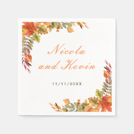 Rustic Autumn Fall Leaves Wedding Thank You Servet