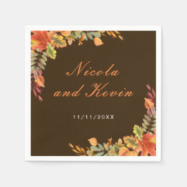 Rustic Autumn Fall Leaves Wedding Thank You Servet