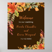 Rustic Autumn Fall Leaves Wedding Welcome Poster (Voorkant)