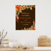 Rustic Autumn Fall Leaves Wedding Welcome Poster (Keuken)