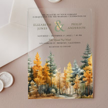 Rustic Autumn Fall Pine Trees Wedding