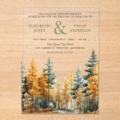 Rustic Autumn Fall Pine Trees Wedding Acryl Uitnodigingen (Voorkant)