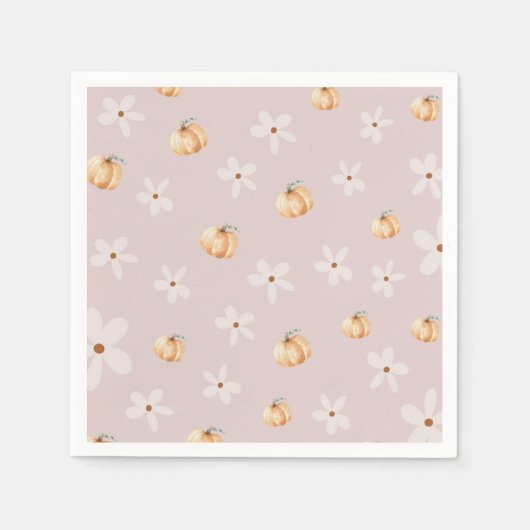 Rustic Autumn Fall Pumpkin and Daisy Baby shower Servet (Voorkant)