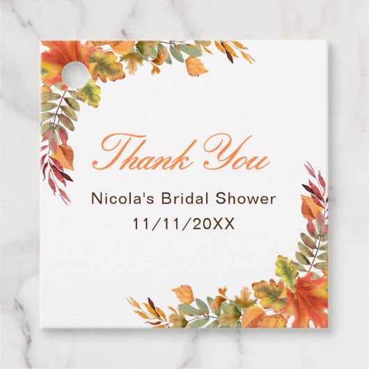 Rustic Autumn Fall verlaat Vrijgezellenfeest Bedankjes Labels (Voorkant)