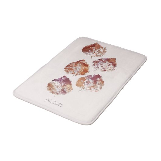 Rustic Autumn Falling Leaves Watercolor Art Badmat (Gekanteld)