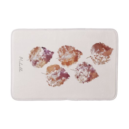 Rustic Autumn Falling Leaves Watercolor Art Badmat (Voorkant)