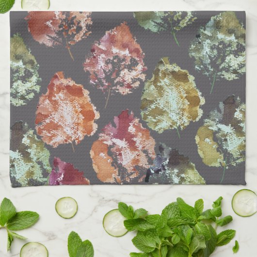 Rustic Autumn Falling Leaves Watercolor Art Theedoek (Gevouwen)