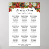 Rustic Autumn Floral 9 Table Wedding Seating Chart Poster (Voorkant)