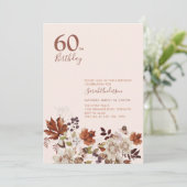 Rustic Autumn Floral Adult Milestone Birthday Kaart (Staand voorkant)
