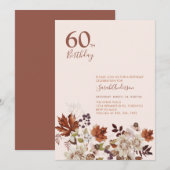 Rustic Autumn Floral Adult Milestone Birthday Kaart (Voorkant / Achterkant)