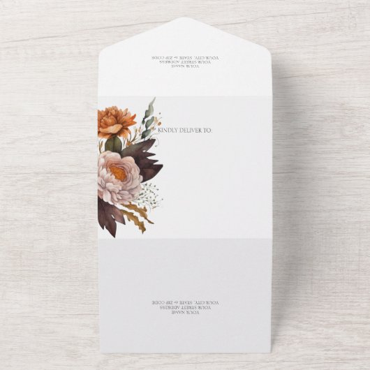 Rustic Autumn Floral All In One Uitnodiging (Buitenkant)