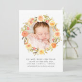 Rustic Autumn Floral Baby Foto geboorte Aankondiging (Staand voorkant)