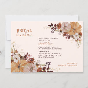 Rustic Autumn Floral Bridal Luncheon Shower Kaart