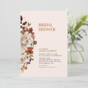 Rustic Autumn Floral Bridal Shower Kaart