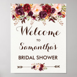Rustic Autumn Floral Bridal Wedding Baby shower Poster