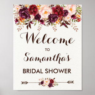 Rustic Autumn Floral Bridal Wedding Baby shower Poster