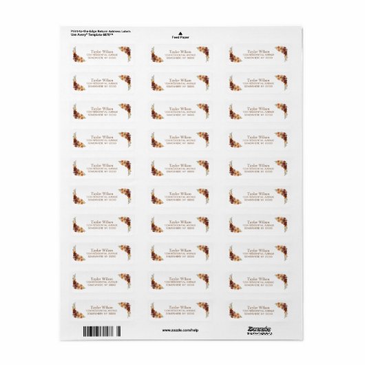 Rustic Autumn Floral Etiket (Full Sheet)