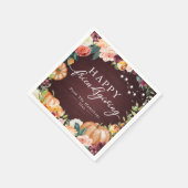 Rustic Autumn Floral Friendsgiving Dinner Napkins Servet (Hoek)
