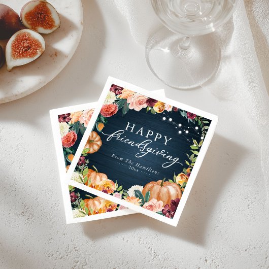 Rustic Autumn Floral Friendsgiving Dinner Napkins Servet