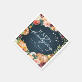 Rustic Autumn Floral Friendsgiving Dinner Napkins Servet (Hoek)