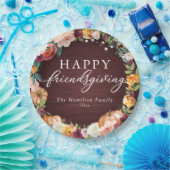 Rustic Autumn Floral Friendsgiving Dinner Paper Pl Papieren Bordje (Feest)
