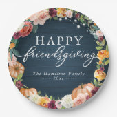 Rustic Autumn Floral Friendsgiving Papieren Bordje (Voorkant)