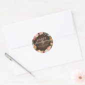 Rustic Autumn Floral Friendsgiving Ronde Sticker (Envelop)