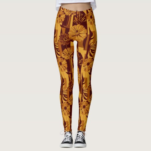 Rustic Autumn Floral Geometric Pattern (10) Leggings (Voorkant)