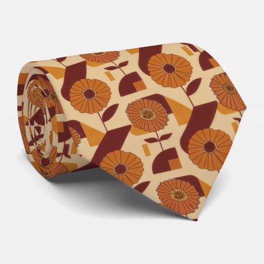 Rustic Autumn Floral Geometric Pattern (3) Stropdas (Opgerold)