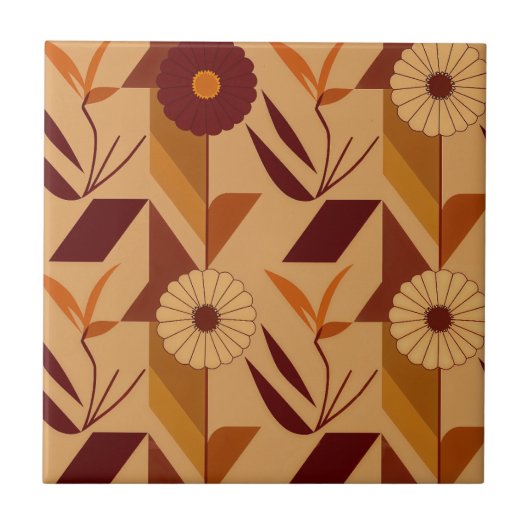 Rustic Autumn Floral Geometric Pattern (4) Tegeltje (Voorkant)