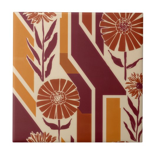 Rustic Autumn Floral Geometric Pattern (9) Tegeltje (Voorkant)