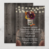 Rustic Autumn Floral Jar Barn Wood Fall Wedding Kaart (Voorkant / Achterkant)