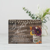 Rustic Autumn Floral Jar Barn Wood Vrijgezellenfee Kaart (Staand voorkant)