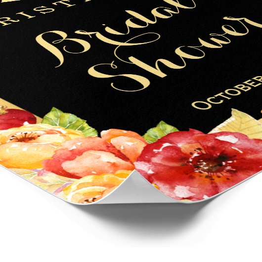 Rustic Autumn Floral Leaves Vrijgezellenfeest Sign Poster (Hoek)